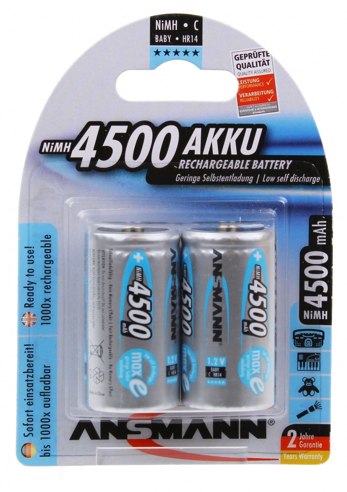 Ansmann Baby C 4500mAh Rechargeable Ni-Nh pack of 2